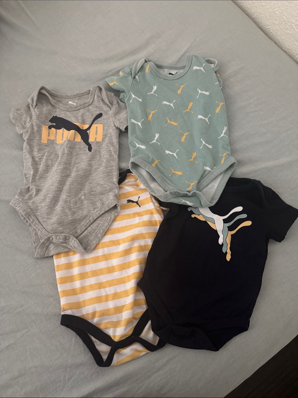Puma Kids Bodysuit Set - Gray, Sage, Black, Yellow
